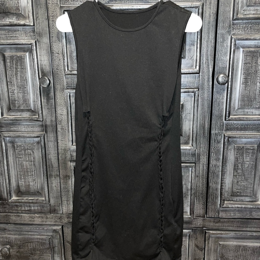 Black Sleeveless Braided Detail Women's Top